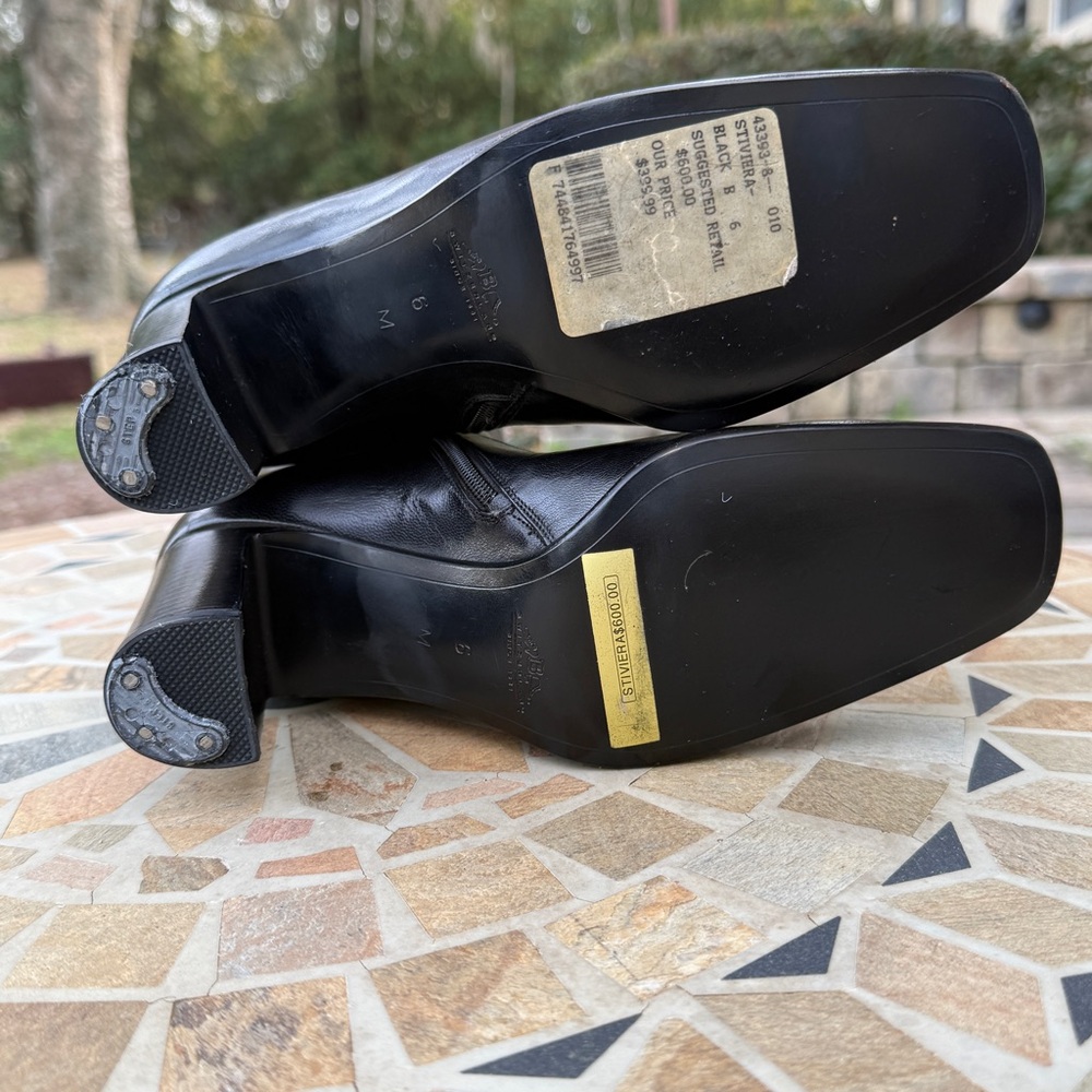 Bally Steviera Boots Black Leather Knee High Block Heel Made in Italy US 6 NWOB - Picture 5 of 13